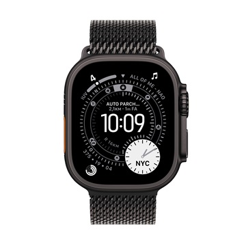 Apple Watch Ultra 3 Cellular 49mm Black Titanium Case with Black Titanium Milanese Loop - Large