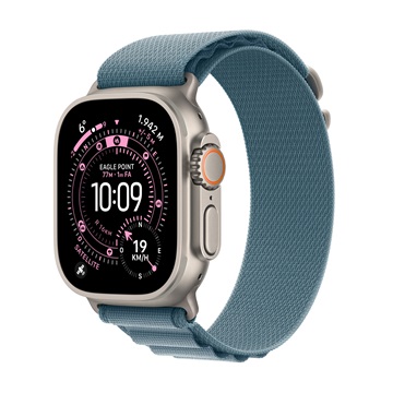 Apple Watch Ultra 3 Cellular 49mm Natural Titanium Case with Light Blue Alpine Loop - Large