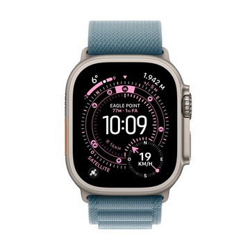 Apple Watch Ultra 3 Cellular 49mm Natural Titanium Case with Light Blue Alpine Loop - Large