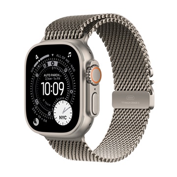 Apple Watch Ultra 3 Cellular 49mm Natural Titanium Case with Natural Titanium Milanese Loop - Medium