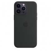 Apple iPhone 14 Pro Max MagSafe rögzítésű szilikontok - Éjfekete