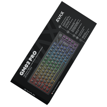 AVAX GM02 PRO 75% Gasket RGB tri-mode mechanikus billentyűzet Gateron barna switch, magyar kiosztás