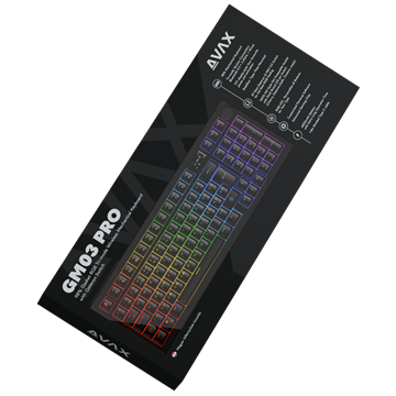 AVAX GM03 PRO 98% Gasket RGB tri-mode mechanikus billentyűzet Gateron sárga switch, magyar kiosztás