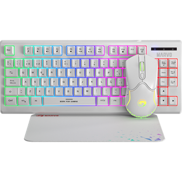 MARVO Loot 30 billentyűzet+egér+egérpad combo - Fehér - UK /Membrán/