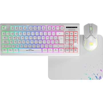 MARVO Loot 30 billentyűzet+egér+egérpad combo - Fehér - UK /Membrán/