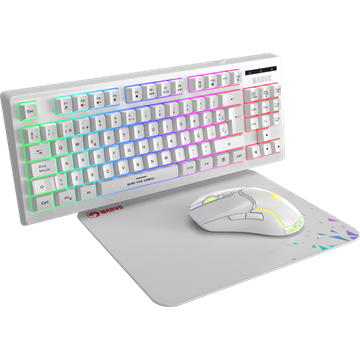 MARVO Loot 30 billentyűzet+egér+egérpad combo - Fehér - UK /Membrán/