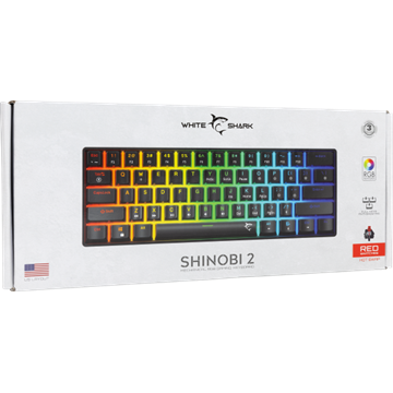 White Shark GK-004113B/R-HU SHINOBI-2 vezetékes mechanikus gamer billentyűzet - fekete - HU /piros/