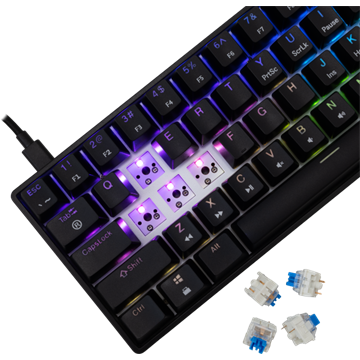 White Shark GK-004123B/BL-HU SHINOBI-2 vezetékes mechanikus gamer billentyűzet - fekete - HU /kék/