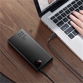 Baseus Adaman Metal gyorstöltő powerbank 20000 mAh, 22.5W, fekete + 3A USB Type-C, 30cm kábel