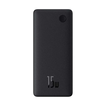 Baseus Airpow Lite powerbank 10000 mAh, 15W, fekete + USB Type-C, 30cm kábel