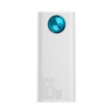 Baseus Amblight gyorstöltő powerbank 30000 mAh, 65W, fehér + 100W USB Type-C, 1m kábel