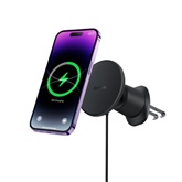 Baseus CW01 Magnetic szellőzőrácsra rögzíthető, vezeték nélküli autós telefon töltő és tartó, 15W, fekete