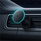 Baseus CW01 Magnetic szellőzőrácsra rögzíthető, vezeték nélküli autós telefon töltő és tartó, 15W, fekete