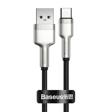 Baseus Cafule Metal USB Type-A – USB Type-C, 66W gyorstöltő adatkábel, 0.25m, fekete