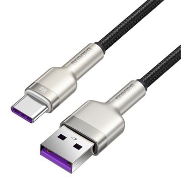 Baseus Cafule Metal USB Type-A – USB Type-C, 66W gyorstöltő adatkábel, 0.25m, fekete
