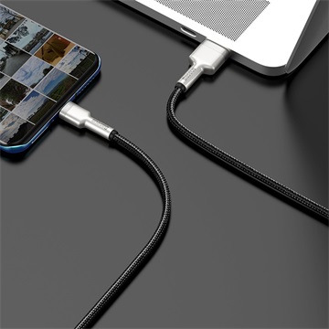 Baseus Cafule Metal USB Type-A – USB Type-C, 66W gyorstöltő adatkábel, 0.25m, fekete