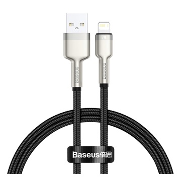 Baseus Cafule Metal USB Type-A – iPhone, 2,4A gyorstöltő adatkábel, 0.25m, fekete