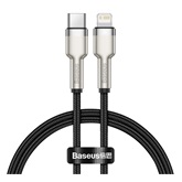 Baseus Cafule Metal USB Type-C – iPhone, PD 20W gyorstöltő adatkábel, 0.25m, fekete
