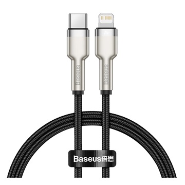 Baseus Cafule Metal USB Type-C – iPhone, PD 20W gyorstöltő adatkábel, 0.25m, fekete