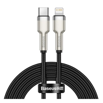 Baseus Cafule Metal USB Type-C – iPhone, PD 20W gyorstöltő adatkábel, 2m, fekete