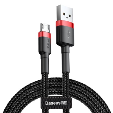 Baseus Cafule USB Type-A – Micro USB, 12W gyorstöltő adatkábel, 1m, fekete/piros