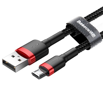 Baseus Cafule USB Type-A – Micro USB, 12W gyorstöltő adatkábel, 1m, fekete/piros