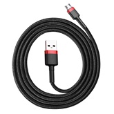 Baseus Cafule USB Type-A – Micro USB, 12W gyorstöltő adatkábel, 1m, fekete/piros