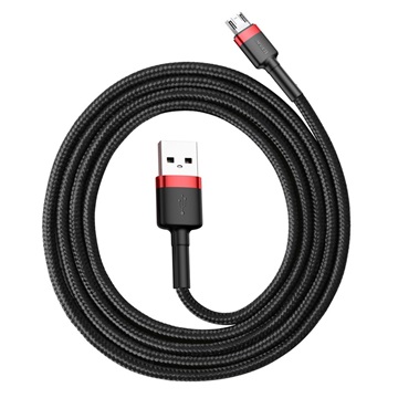 Baseus Cafule USB Type-A – Micro USB, 12W gyorstöltő adatkábel, 1m, fekete/piros