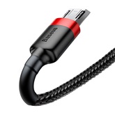 Baseus Cafule USB Type-A – Micro USB, 12W gyorstöltő adatkábel, 1m, fekete/piros