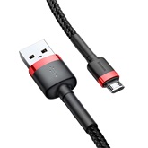 Baseus Cafule USB Type-A – Micro USB, 12W gyorstöltő adatkábel, 1m, fekete/piros