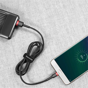 Baseus Cafule USB Type-A – Micro USB, 12W gyorstöltő adatkábel, 1m, fekete/piros
