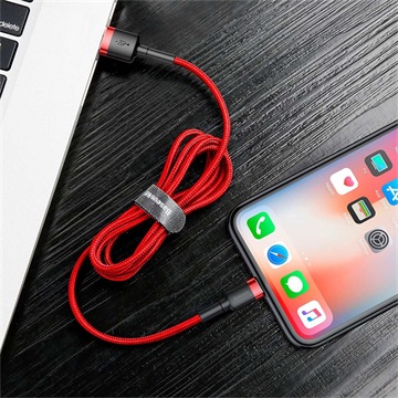 Baseus Cafule USB Type-A – iPhone, 1.5A töltőkábel, 2m, piros