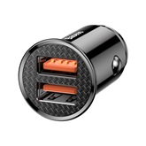 Baseus Circular Plastic autós gyorstöltő 30W, 2×USB Type-A, fekete