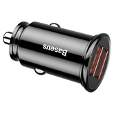 Baseus Circular Plastic autós gyorstöltő 30W, 2×USB Type-A, fekete