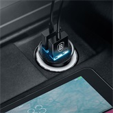 Baseus Circular Plastic autós gyorstöltő 30W, 2×USB Type-A, fekete