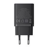 Baseus Cube hálózati gyorstöltő 30W, USB Type-C + 2×USB Type-A, fekete
