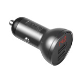 Baseus Digital Display autóstöltő 24W, 2×USB Type-A, szürke