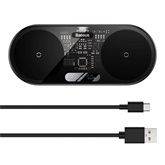 Baseus Digital LED Display 2-in-1 vezeték nélküli töltő 20W, fekete + 3A USB Type-A – USB Type-C,  1m kábel