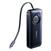 Baseus EnerCore CR11 gyorstöltő powerbank 20000mAh, 67W, beépített USB Type-C automata behúzós kábel, fekete