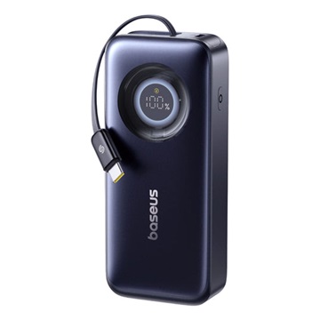 Baseus EnerCore CR11 gyorstöltő powerbank 20000mAh, 67W, beépített USB Type-C automata behúzós kábel, fekete