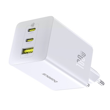 Baseus EnerFill FE11 hálózati gyorstöltő 100W, 2×USB Type-C + 1×USB Type-A, fehér