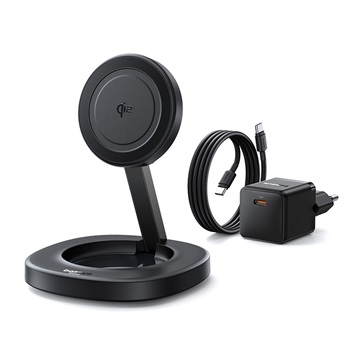 Baseus EnerFill FF11 vezeték nélküli töltő 15W, fekete + 20W hálózati gyorstöltő + USB Type-C, 1m kábel