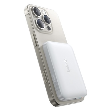 Baseus EnerFill FM11 Magnetic vezeték nélküli gyorstöltő powerbank 10000 mAh, 22.5W, fehér + 60W USB Type-C, 30cm kábel