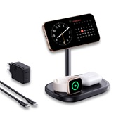 Baseus EnerFill FS41 3-in-1 vezeték nélküli töltő állvány 22,5W, fekete + 45W hálózati gyorstöltő + USB Type-C, 1m kábel