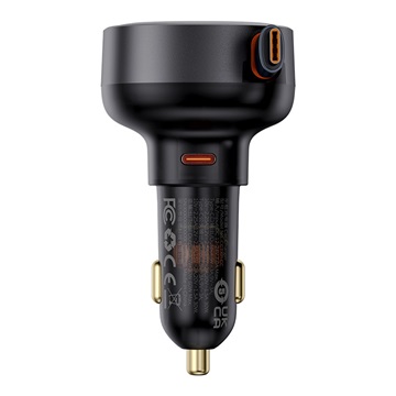 Baseus Enjoyment Pro autós gyorstöltő 60W, USB Type-C + USB Type-C automata behúzós kábel, fekete