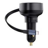 Baseus Enjoyment Pro autós gyorstöltő 60W, USB Type-C + USB Type-C automata behúzós kábel, fekete