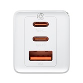Baseus GaN5 Pro hálózati gyorstöltő 65W, 2×USB Type-C + USB Type-A, fehér + 100W USB Type-C, 1m kábel
