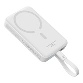 Baseus Magnetic Mini vezeték nélküli gyorstöltő powerbank 10000mAh, 30W, beépített USB Type-C kábel, fehér