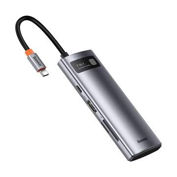 Baseus Metal Gleam 7-in-1 USB Type-C HUB dokkoló állomás, szürke