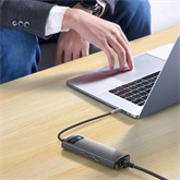 Baseus Metal Gleam 7-in-1 USB Type-C HUB dokkoló állomás, szürke